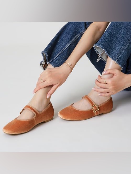 Trary Velvet Mary Jane Flats